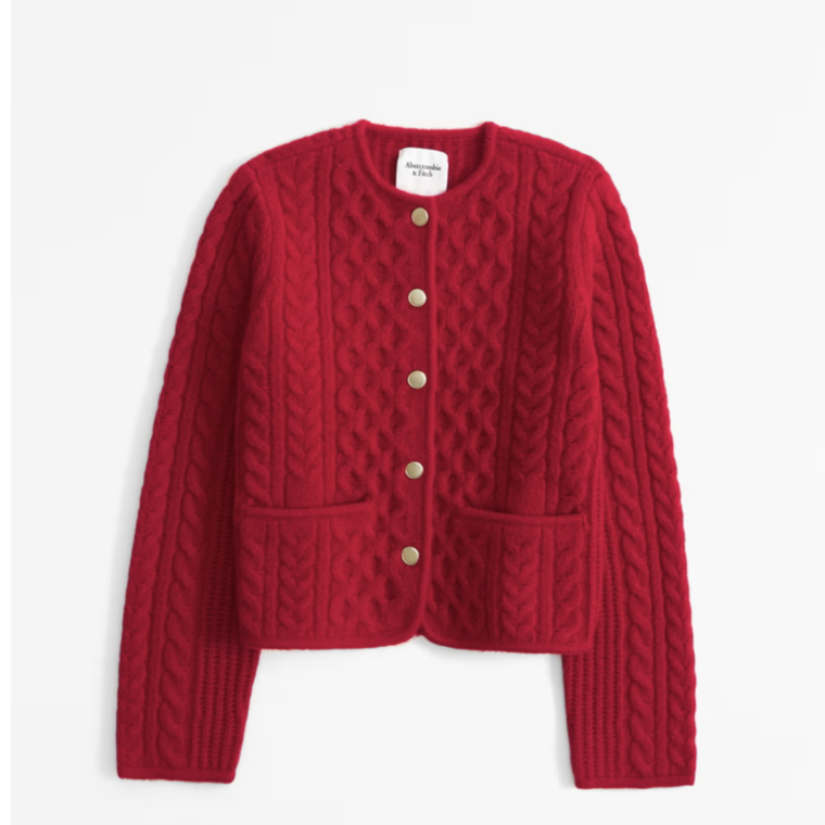 red cardigan